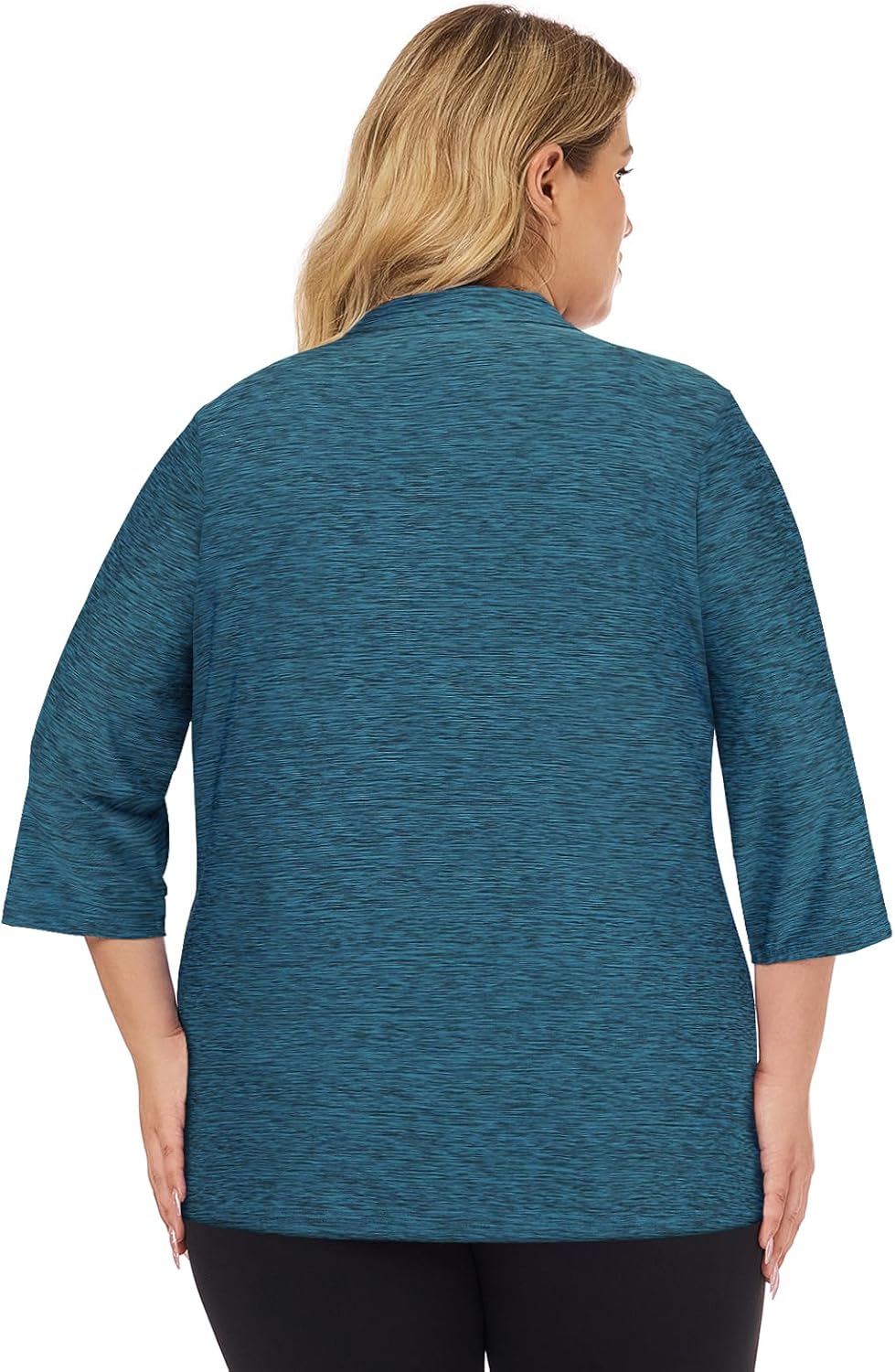 Tanst Sky Plus Size Womens Golf Polo Shirt 3/4 Sleeve Zip Up Workout Tops with Pockets - Image 4