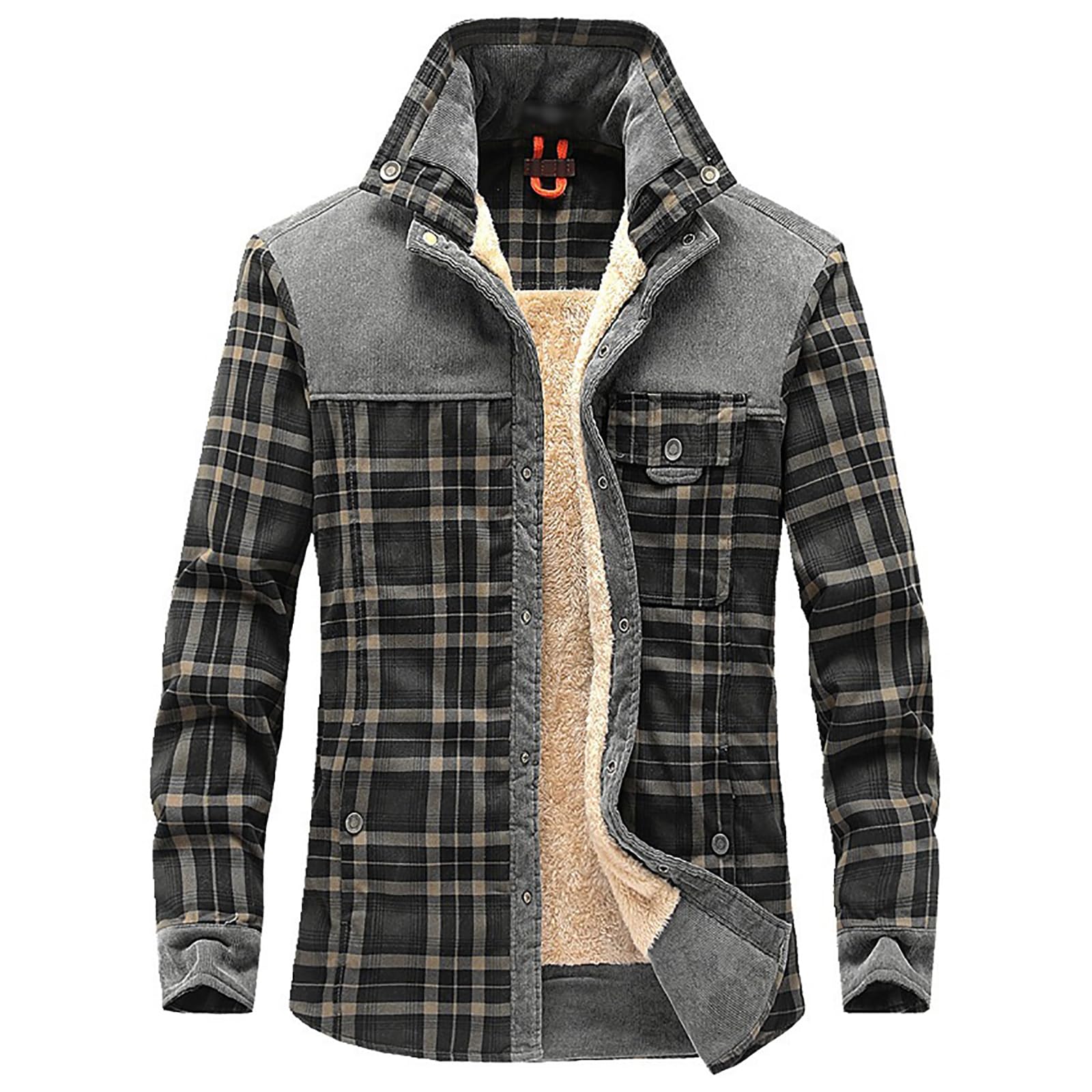 Herren Thermohemd Flanellhemd Winterjacke Fleecefutter Schützendem Holzfällerhemd Arbeitshemd(Size:L,Color:Grün)