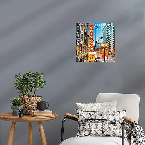 Miniatura 7 de Reloj de pared decorativo de madera cuadrado de 10 x 10 pulgadas, reloj de madera con números arábigos, silencioso, sin tictac, funciona con pilas,