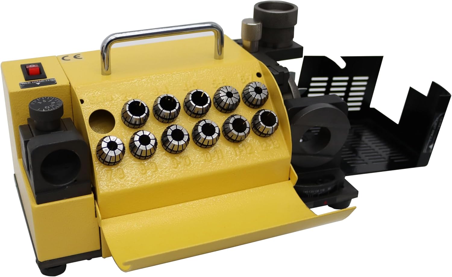 110V MR-13A Drill Bits Sharpener 3-13mm Drill Bits Sharpener with 11 Collets Angle Adjustable Grinding Machine 100°(95°)~135°Twist Drill High-precision Sharpening Tool (CBN wheel for HSS)