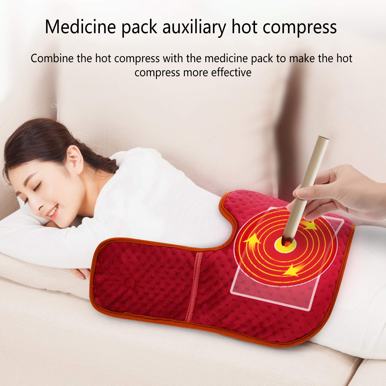 Almohadilla Térmica Cuello Hombros y Parte Superior Espalda Envoltura Térmica Eléctrica para Aliviar Dolor Rigidez Dolor con Protección contra Sobrecalentamiento Apagado Automático,Rosado