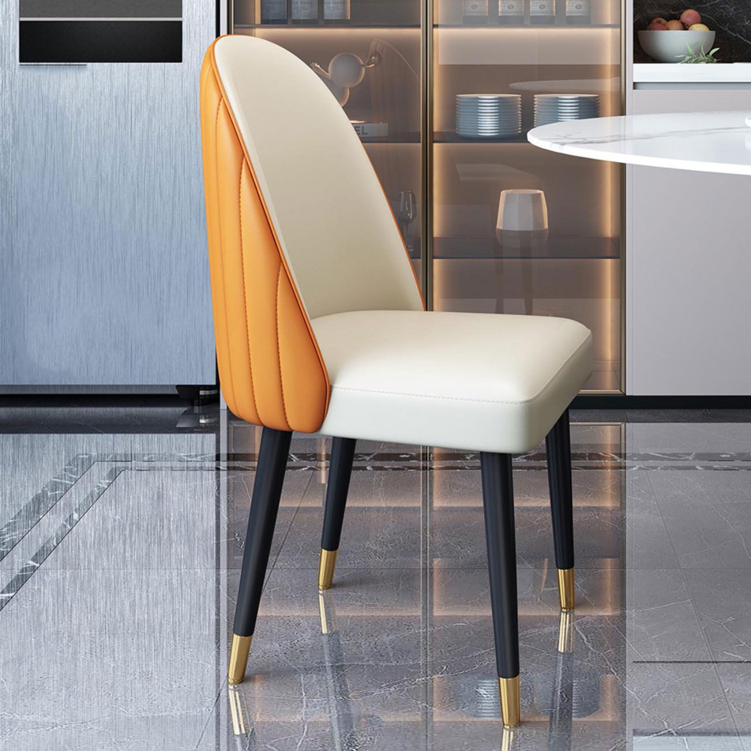 Chaise de salle à manger confortable en cuir pour éliminer le mal de dos