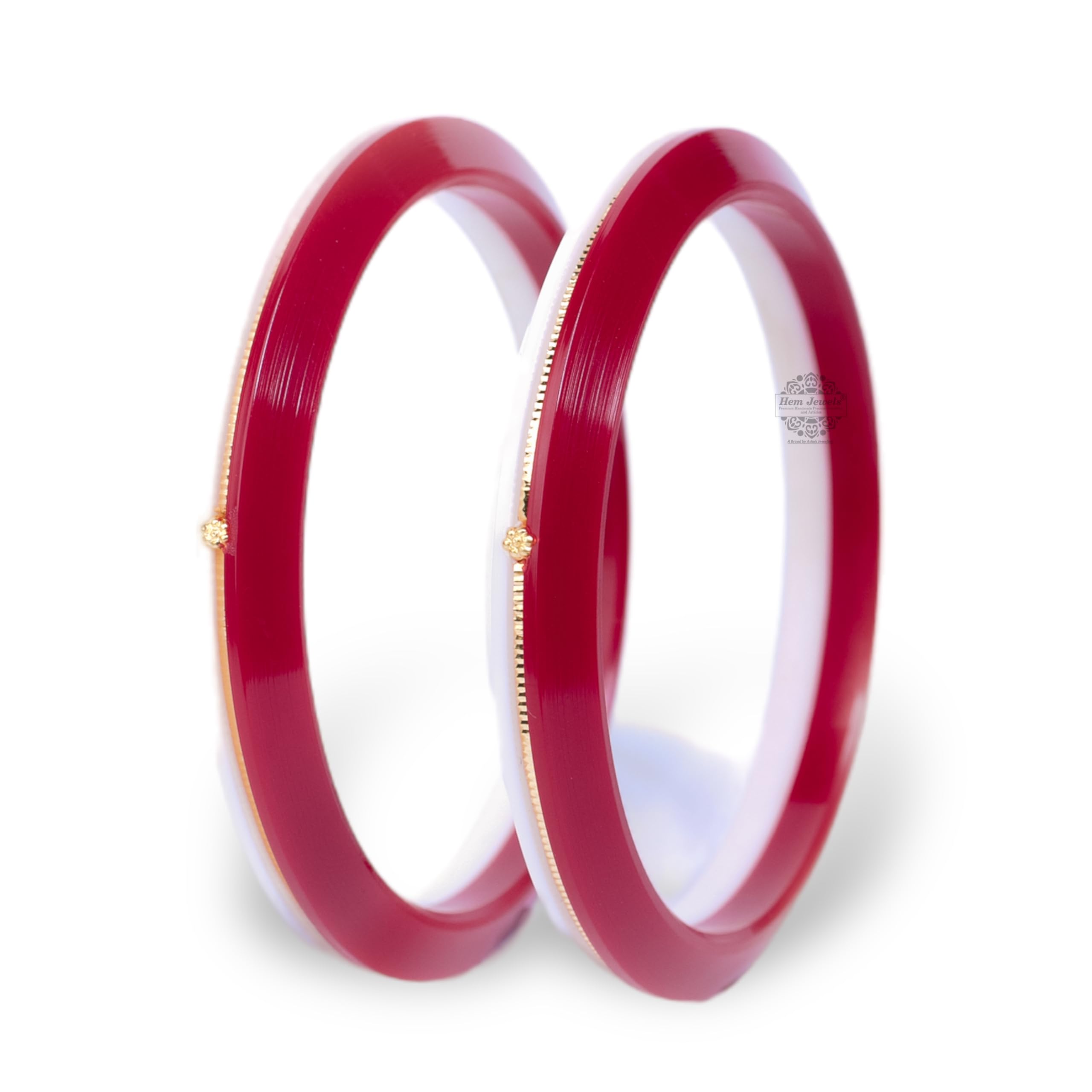 Hem Jewels by Ashok Jewellers 22kt (916) Yellow Gold Pola Bangles/Gold Handmade Chudi/Wedding Chooda for Women with Purity Certificate (Set of 2pcs, 6mm Broad) - RED WHITE (2.4 Aani) (B0CSDSWDYD) Amazon Price History, Amazon Price Tracker