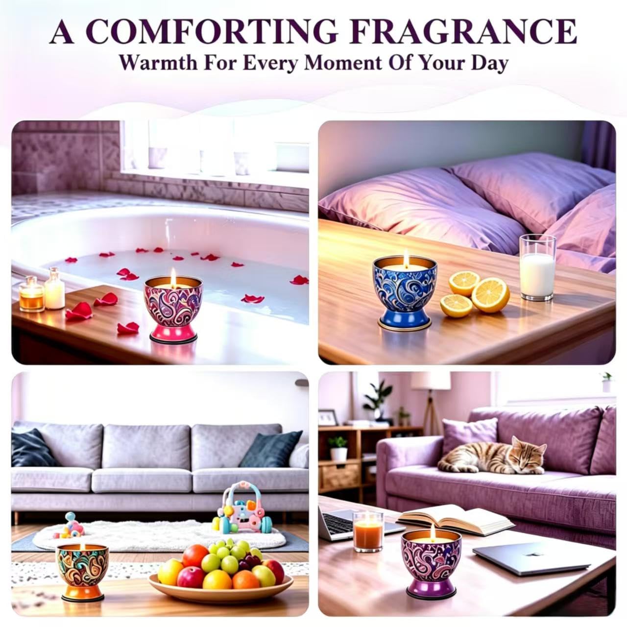 Set regalo di 4 candele profumate,candela per aromaterapia,candela per aromaterapia atossica,candela da viaggio portatile in cera di soia naturale,regali di compleanno,regali per donne/uomini