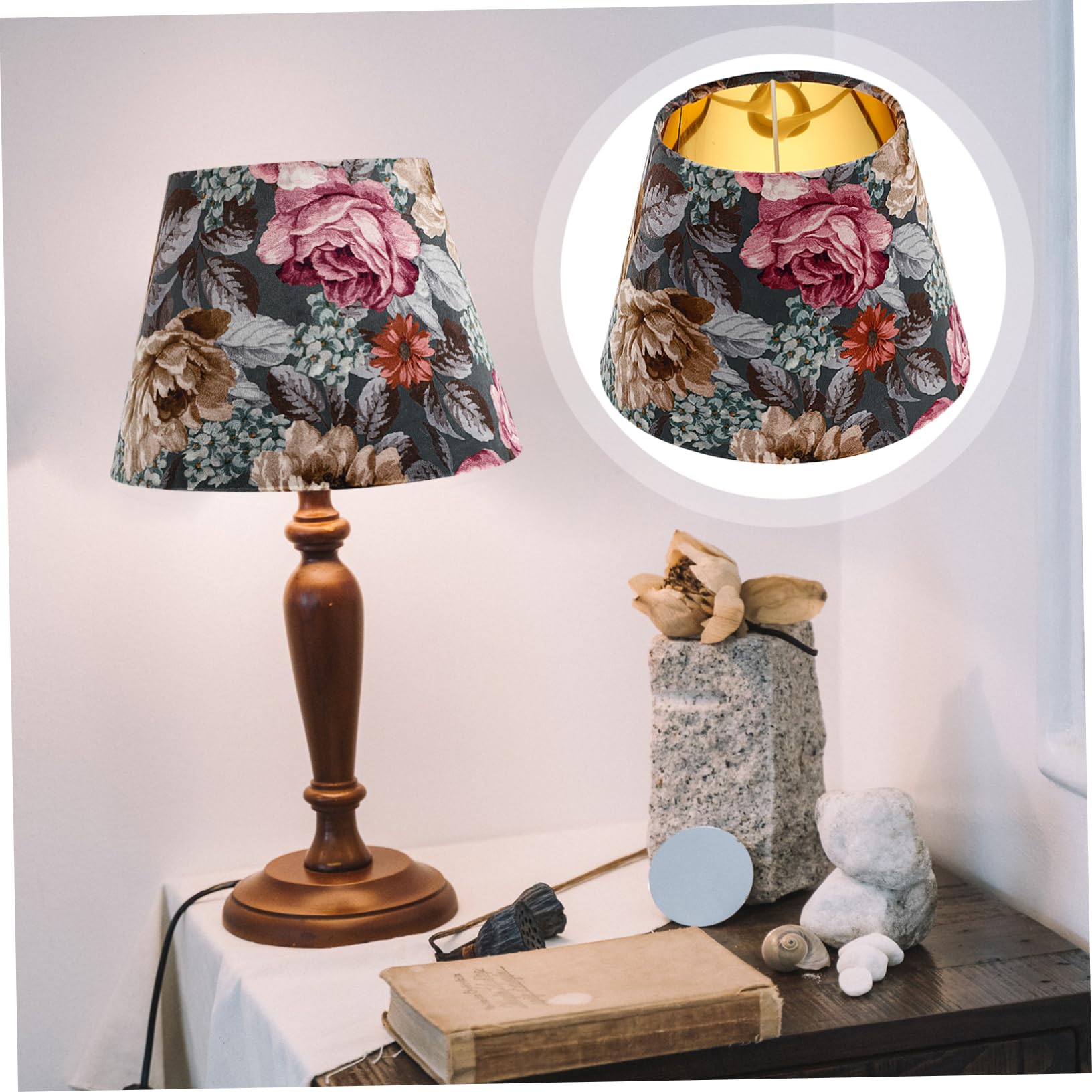 Dekorativer E27 Stoff Blumenmuster Lampenschirm mit für Zuhause