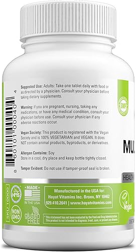 Miniatura 3 de Vitaminas veganas naturales multivitamínicas, vitaminas diarias con vitamina A, C, D, E, B1, B2, B3, B6, B12, biotina, zinc y más, suministro de 2