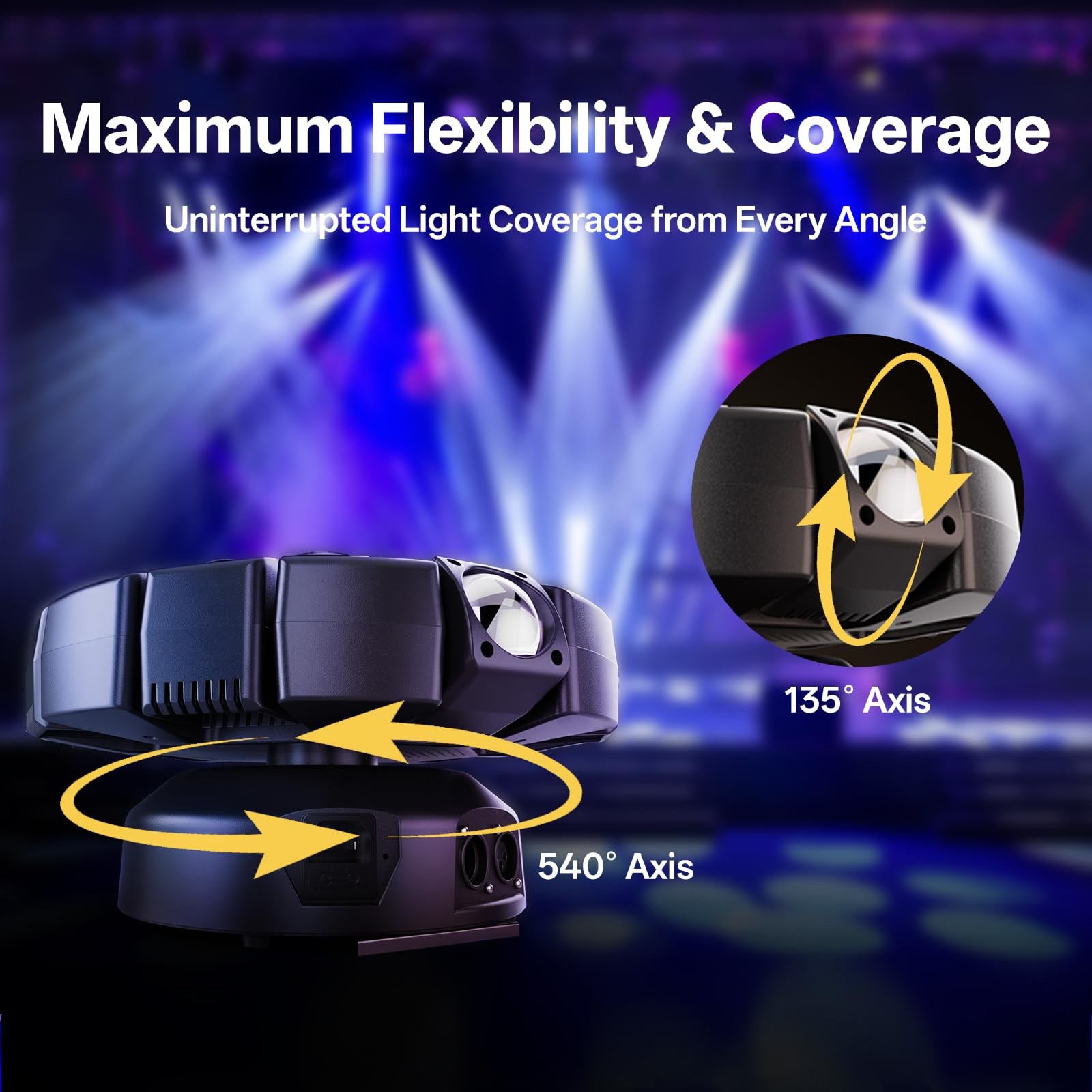 150W Beam Teste Mobili Luci Palcoscenico con Telecomando, 8 bracci LED RGBW Faro Lampada da Festa Palla da Discoteca con Motivi DMX512 Strobo Controllo Vocale per Bar Esibizioni DJ Concerti