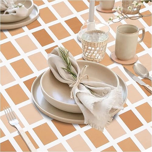 Vista 48 de FIFTY FEET Mantel rectangular de 70 x 52 pulgadas, mantel de vinilo con respaldo de franela para mesas rectangulares impermeable, cubierta de mesa