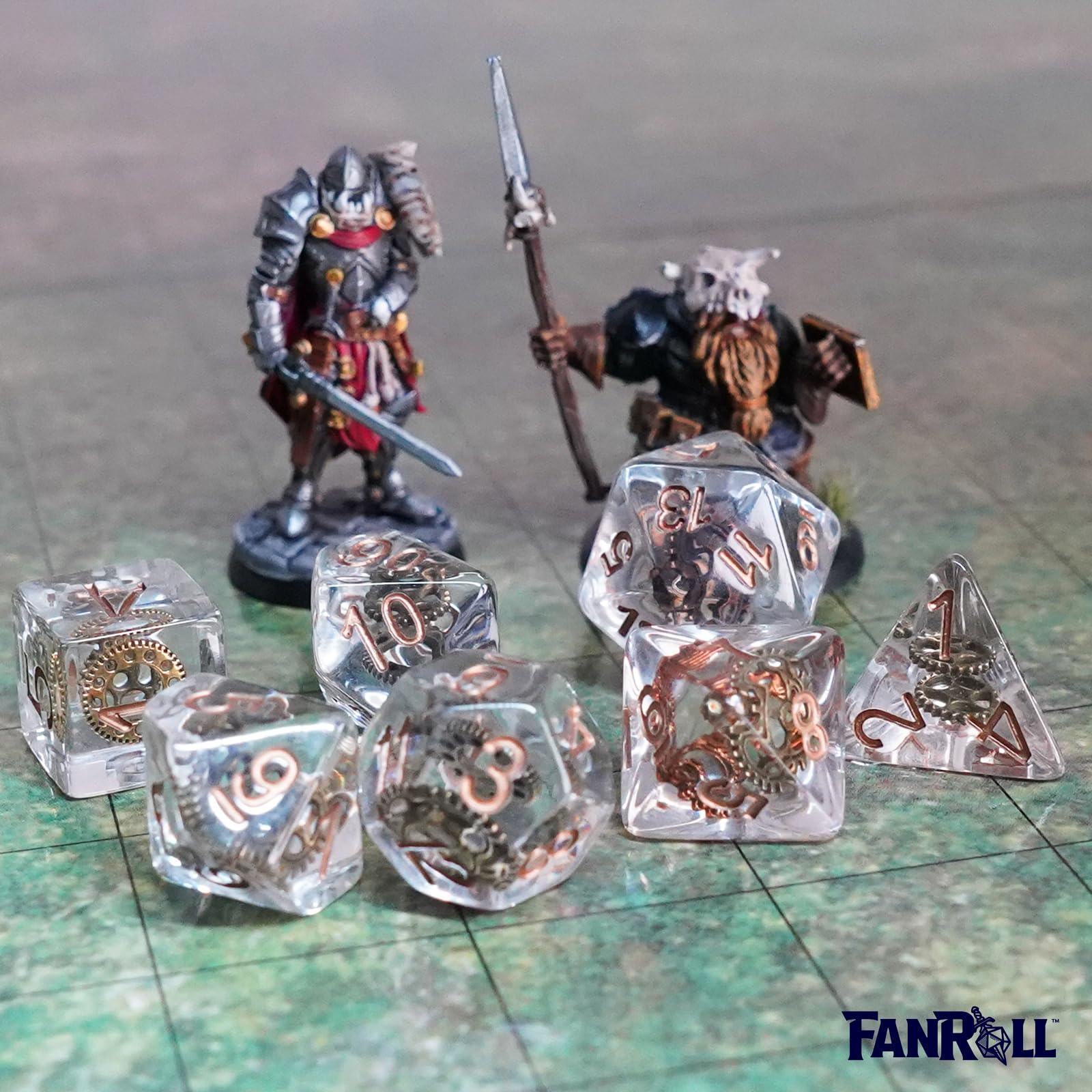FanRoll Jeu de dés polyédriques en résine de 16 mm – Dés polyédriques capturés par le givre – Donjons et Dragons D&D DND TTRPG – Comprend 7 dés – D4 D6 D8 FanRoll Jeu de dés polyédriques en résine de 16 mm – Dés polyédriques capturés par le givre – Donjons et Dragons D&D DND TTRPG – Comprend 7 dés – D4 D6 D8