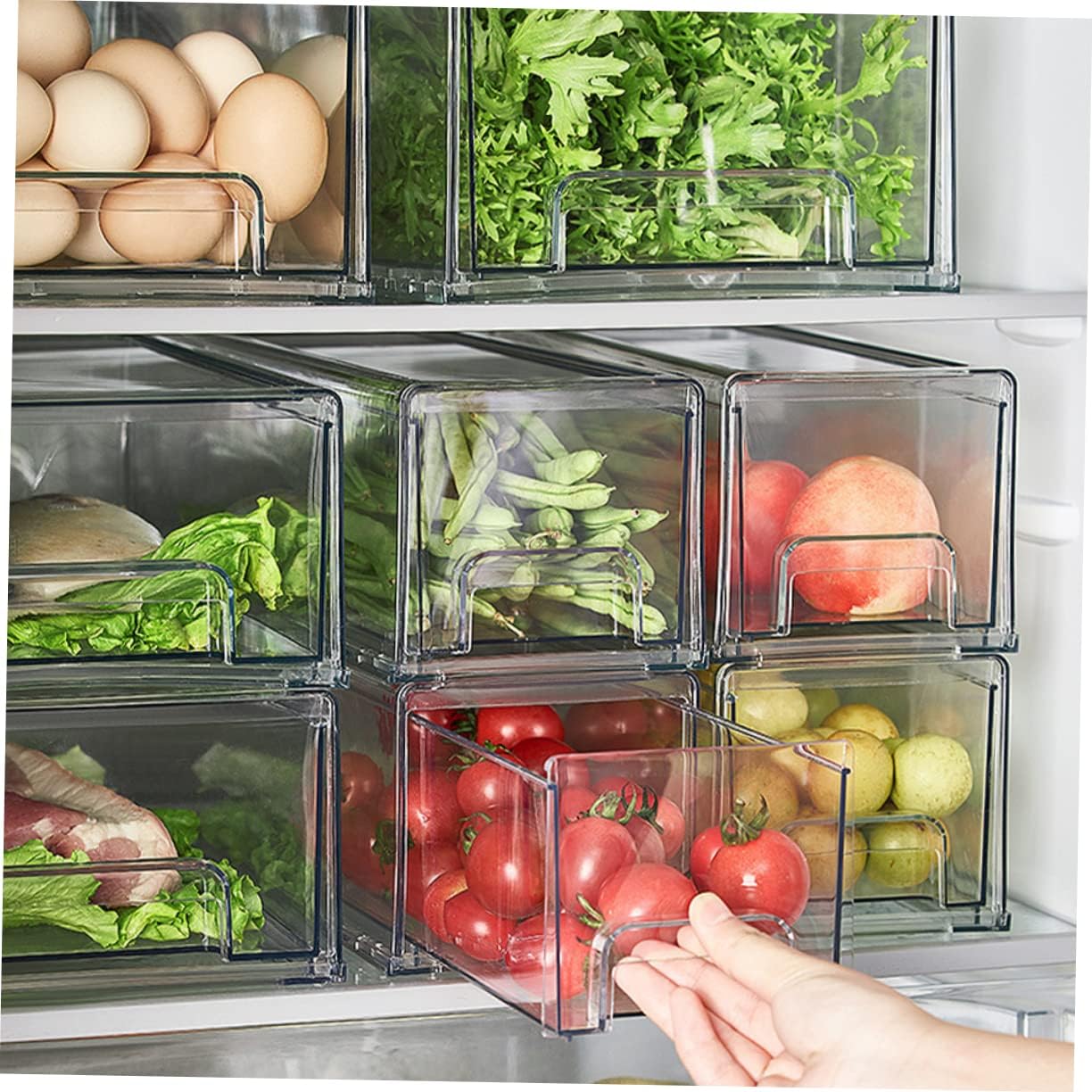 Organizer for Fridge Sealed Food Storage Box Crisper Container Easy to Clean Fruit Vegetable Preservation