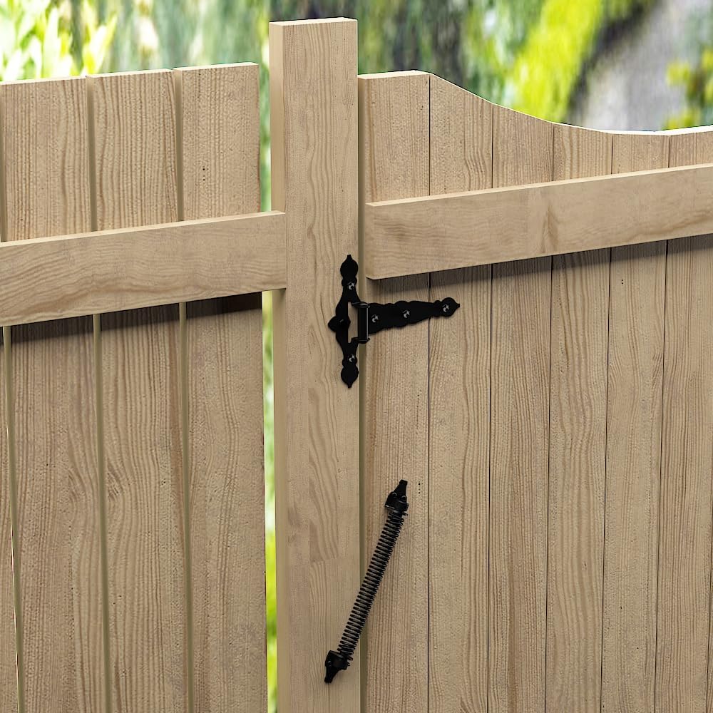 skysen 4 Pack 14" Fence gate Spring self Closing and Adjustable for Wooden or Vinyl Fence,Carbon Steel,Black(gate spring-14"-4)