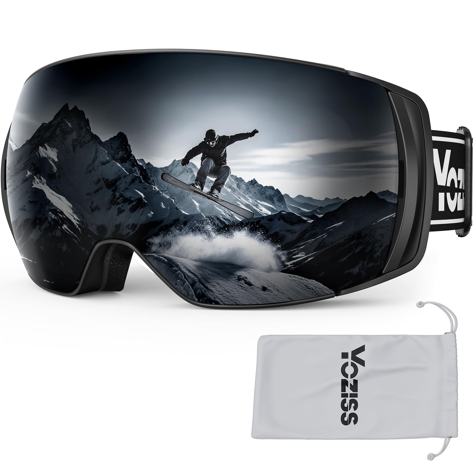 YOZISS Maschera da Sci uomo donna,OTG Maschera da Snowboard, Protezione UV400 Occhiali da Sci Snowboard, Occhiali da Motocross per ciclismo Equitazione Arrampicata Sci