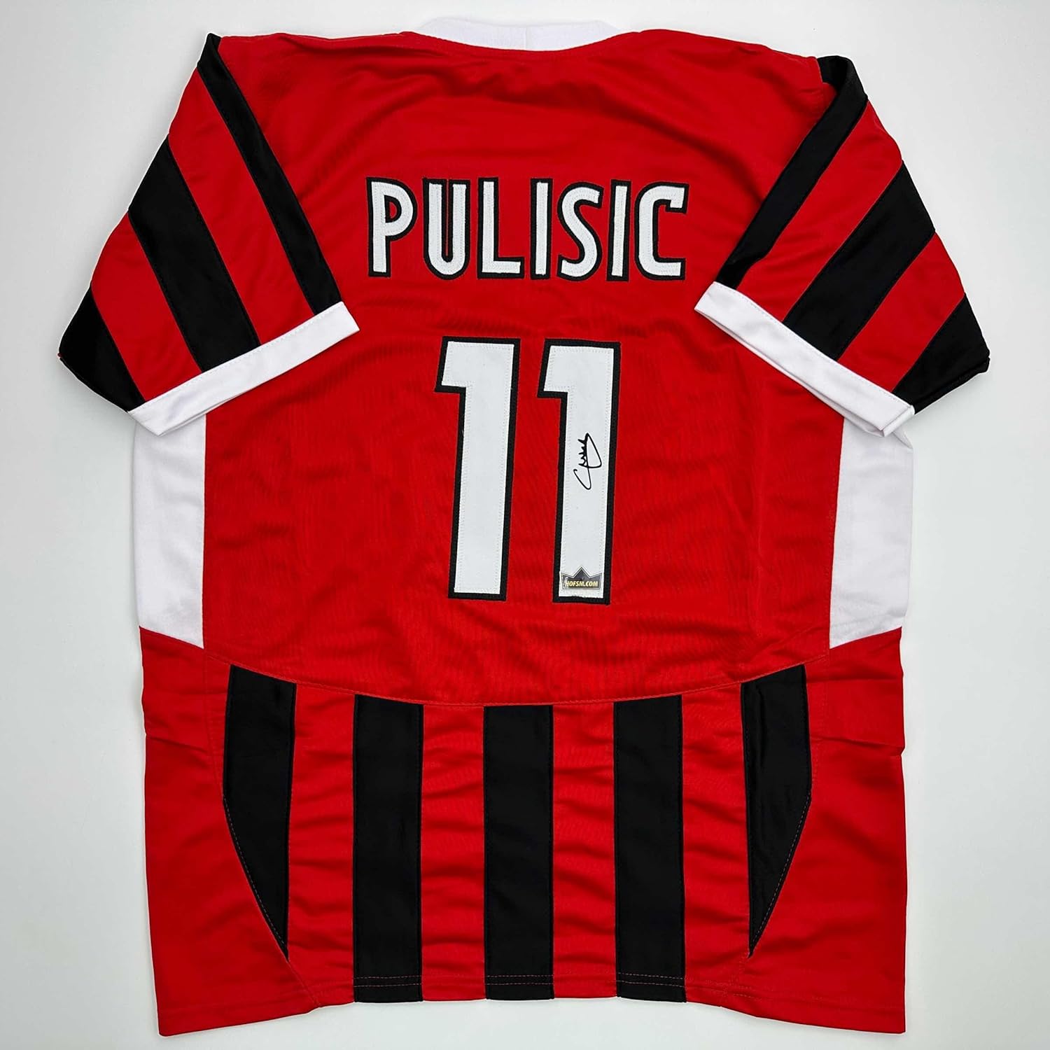 Facsimile Autographed Christian Pulisic AC Milan Black/Red Reprint Laser Auto Soccer Jersey Size Men's XL