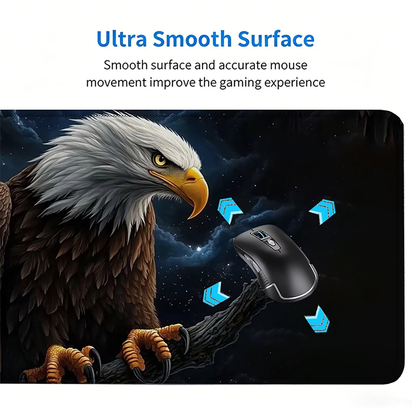 Tappetino Mouse Gaming, 1200x600mm Tappetino Mouse XXL nero 0c0-333 | Mouse Pad Grande, Ottimizzato per i Sensori da Gioco, Migliora Precisione e Velocità, per Mac e PC, Aquile (2)