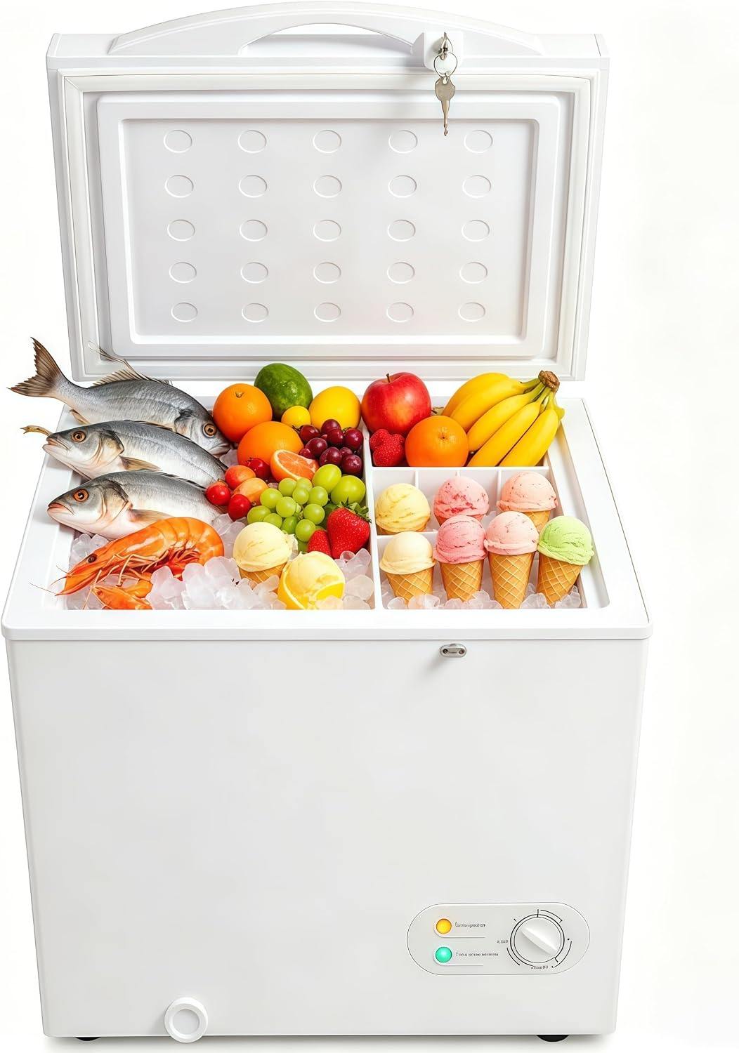 3.5 Cu.Ft. Chest Freezer, Compact Deep Freezer with 4 Adjustable Temperature Modes (0°F to 50°F), Small Horizontal Freezer for Home, Kitchen, Garage, Dorm and Office, White