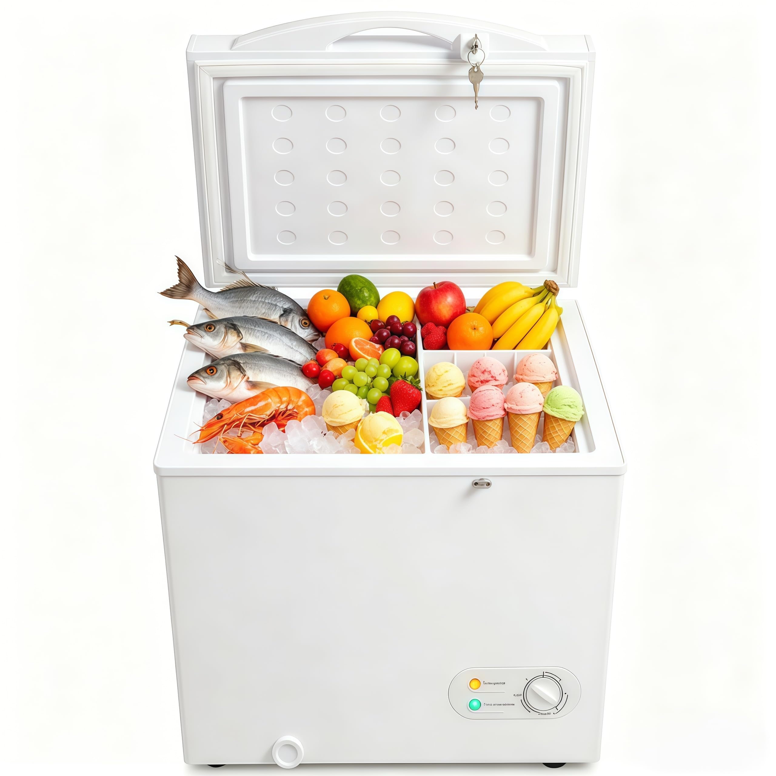Casanta 3.5 Cu.Ft. Chest Freezer, Compact Deep Freezer with 4 Adjustable Temperature Modes (0°F to 50°F), Small Horizontal Freezer for Home, Kitchen, Garage, Dorm and Office, White | Fridge.com