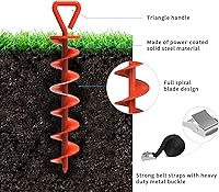 Vista 3 de Eurmax USA Estacas para Trampolín de Alta Resistencia Partes de Trampolín de Acero Kit de Anclajes para Trampolín, Toldo, Estacas para Atar Perro al