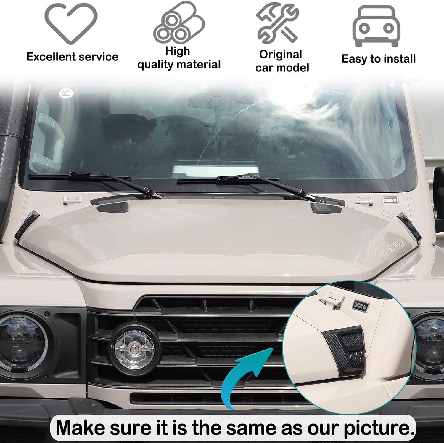 Car Cowl Body Armor Outer Cowl Covers Corner Guards Compatible with Ineos Grenadier 2020-2025 Car Hood Protection Decoration on Both Sides Exterior Accessories Parts (Carbon Fiber Pattern)