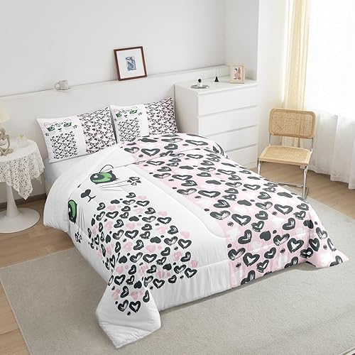 Miniatura 4 de Erosebridal Juego de ropa de cama de tamaño individual, juego de edredón con estampado de leopardo para niños, juego de edredón de piel de guepardo