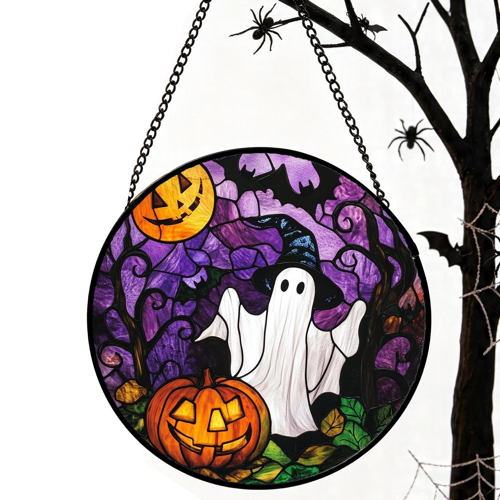 Decoración de Halloween con atrapasoles de calabaza 2D para jardín