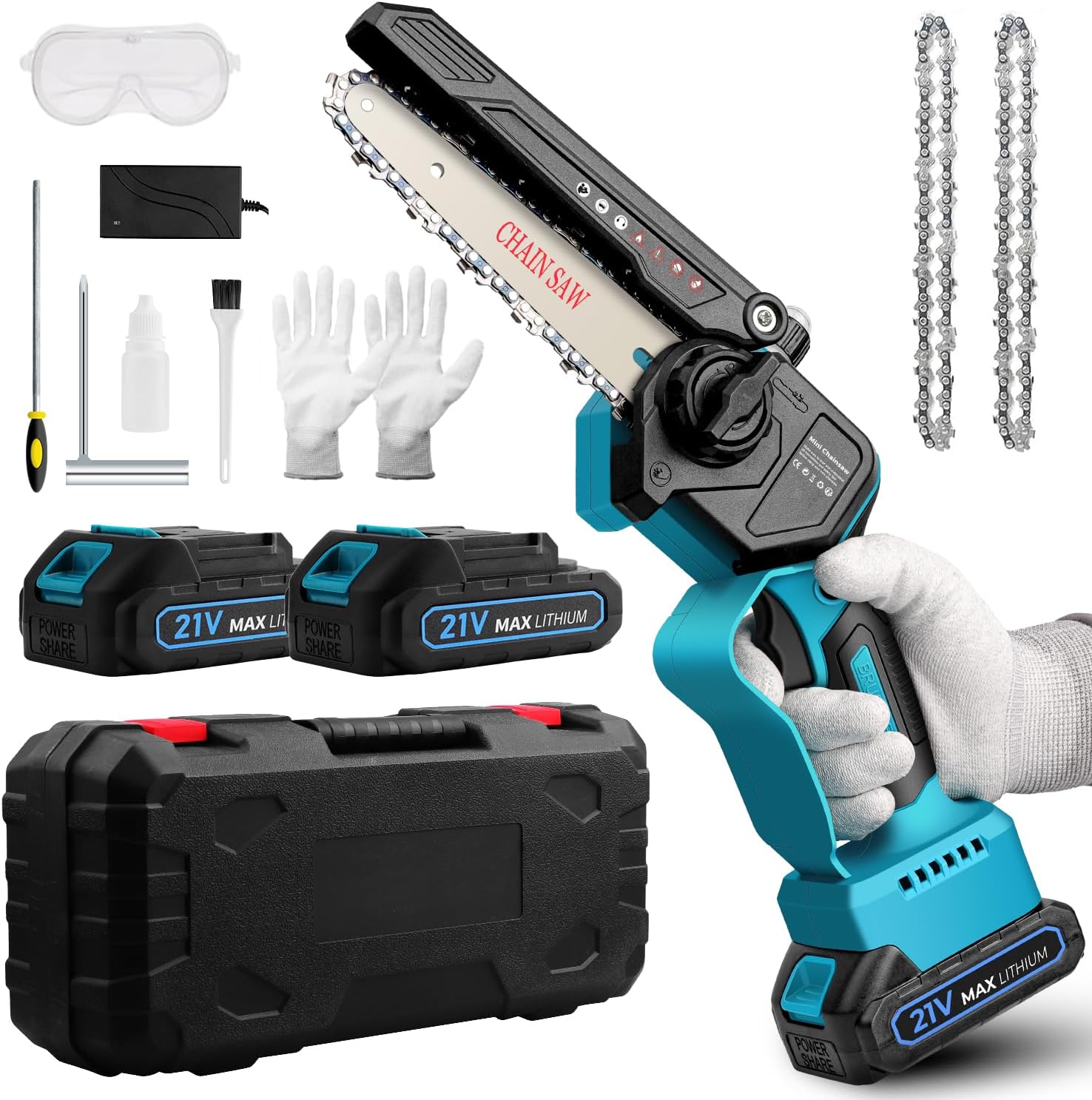 Motosega A Batteria JVISION 8 Pollici - 8000mAh, Motore Brushless, Senza Attrezzi Per Montaggio - Foto 9