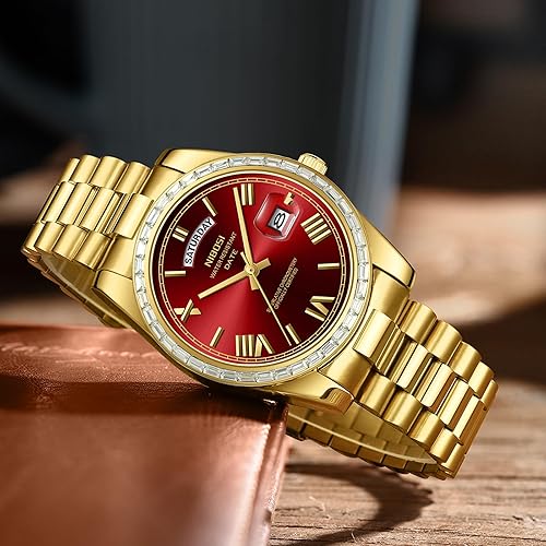 Miniatura 4 de NIBOSI Relojes analógicos de cuarzo para hombre, bisel de diamante, esfera de acero inoxidable, oro rosa, plata, relojes para hombre, impermeables,