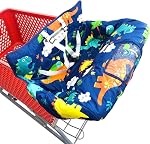 Portable 2-in-1 Shopping Cart & High Chair Covers for Babies, Kids, Infants, Toddlers | Universal Size with Free Carry Bag (Gray Chevron)