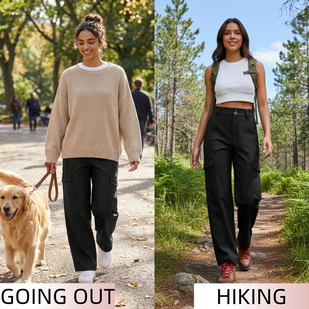 Women's High Waist Cargo Pants with Multiple Pockets Comfortable Flexible Fit Casual Wear Work Hiking - Image 3