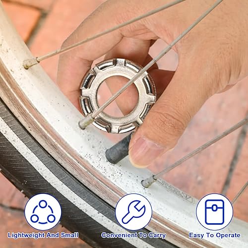 Miniatura 5 de Herramienta de llave de radios de bicicleta, herramienta de borde de radios 6 en 1 de acero endurecido para ajustar y reparar la tensión de la rueda