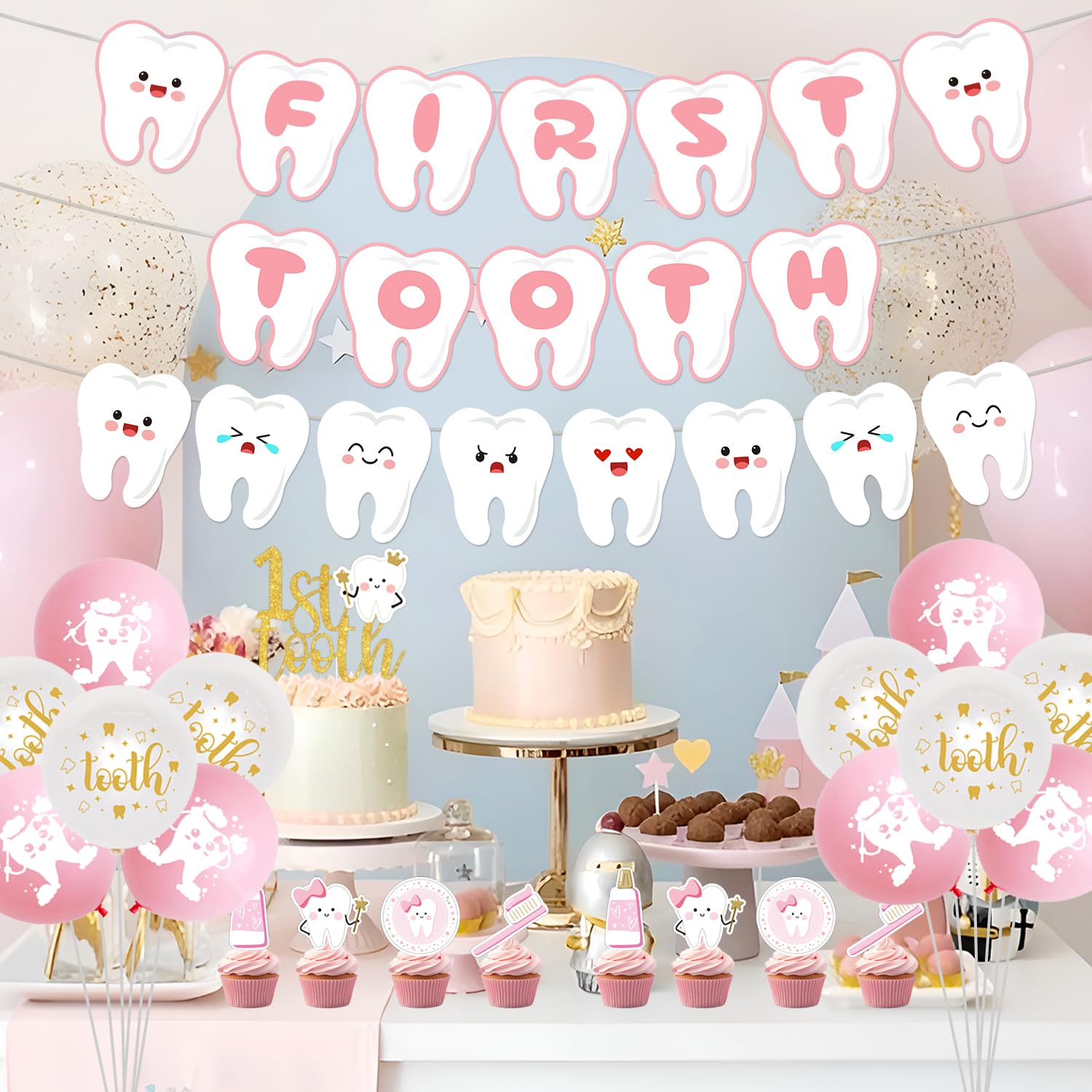 200PCS Tooth Confetti First Tooth Birthday Party Decorations