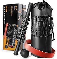 Vista 8 de Juego de rodillo de espuma 5 en 1, rodillo de espuma de punto de activación, palo de masaje, bola de masaje, banda de resistencia para masaje