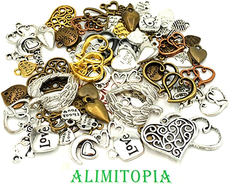 100 Grams Assorted Love Heart Shape Punk Steampunk Charm Pendant Connector for DIY Necklace Bracelet Jewelry Making Accessories - Image 7
