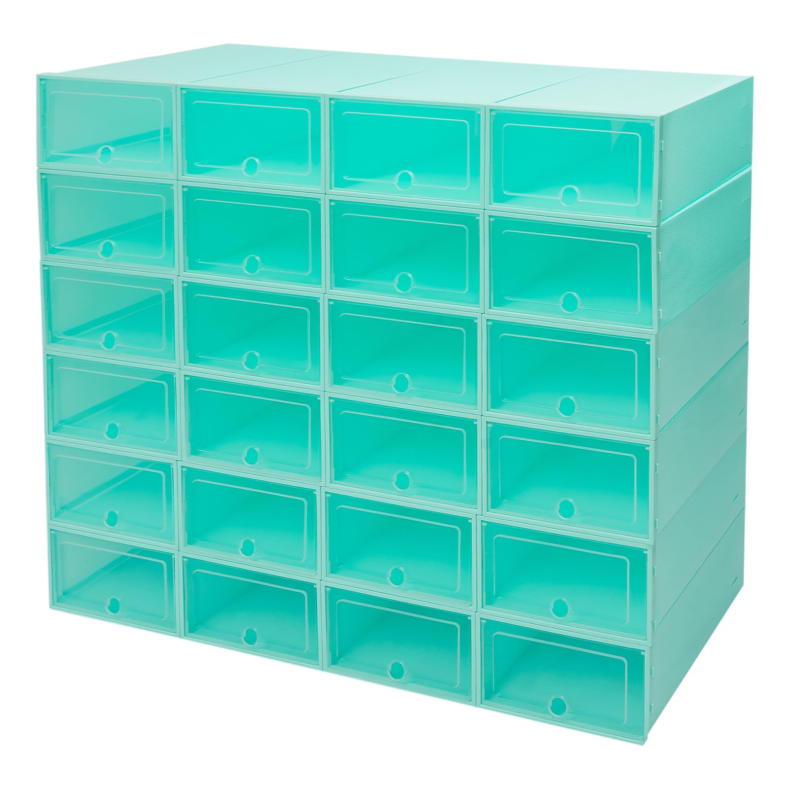 WooDerson 24 Pack de cajas para zapatos, juego de cajas para zapatos, cajas de plástico transparentes apilables para zapatos, materiales de alta calidad PP y HIPS, diseño plegable, 33 x 23 x 14 cm