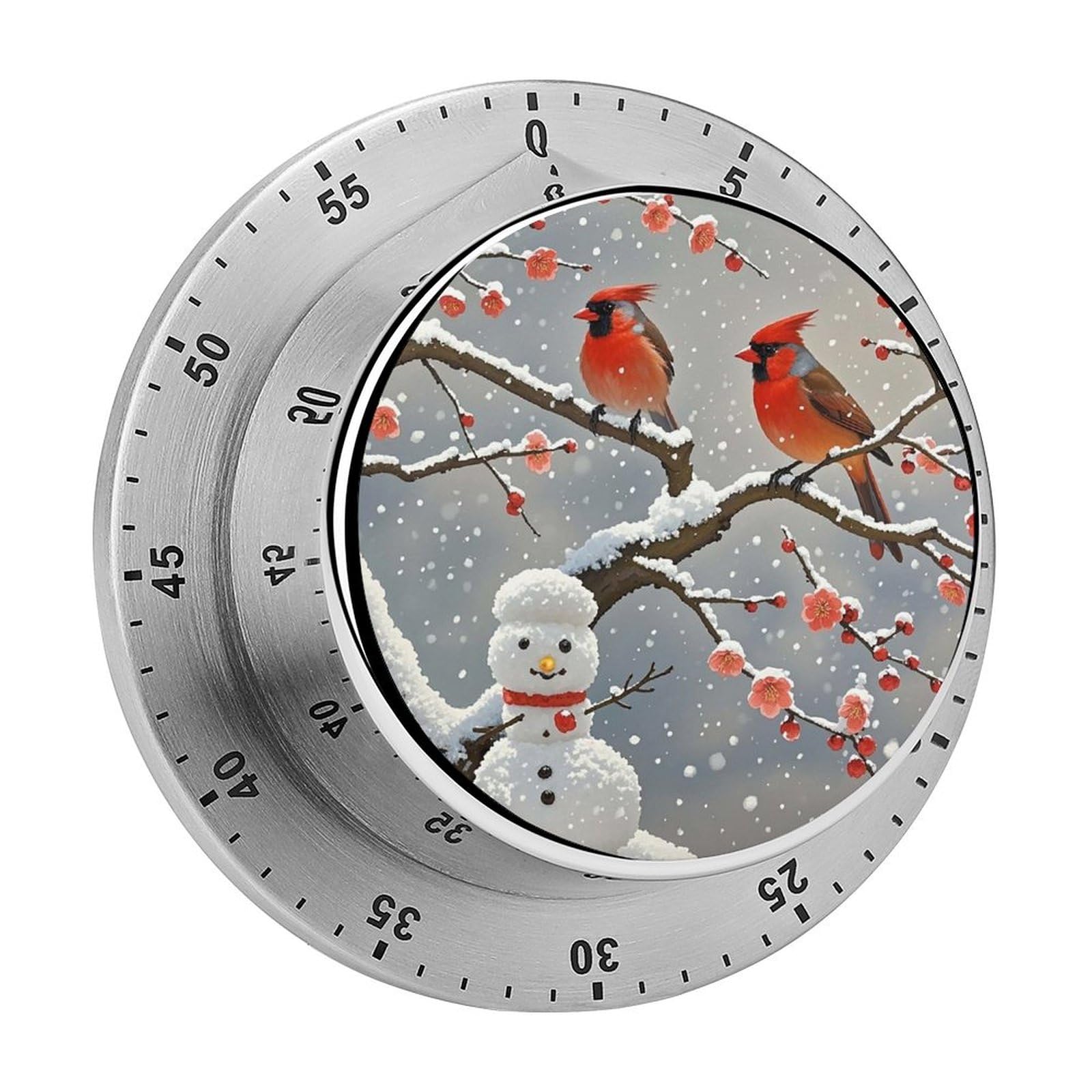 Winter Plum Blossom Printed Waterproof Christmas Timer with Loud Alarm Outdoor Timer for Cooking Exercise Baking