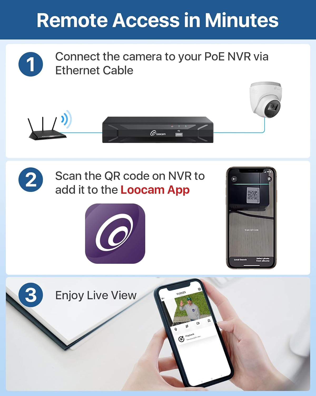Loocam PoE Camera System 8CH 5MP NVR, Dome IP Cameras Wired Security Camara System 8pcs, AI Motion Human Detection, Two-Way Audio, 2TB HDD for 24/7 Record Outdoor Indoor, App Remote