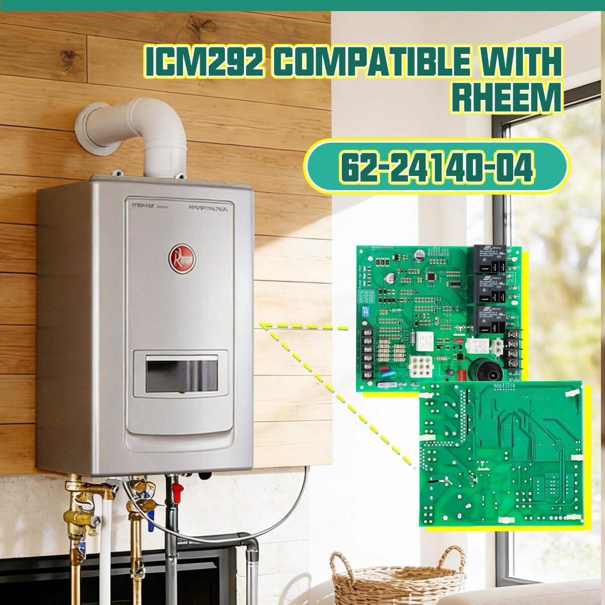 Upgraded 62-24140-04 DSI Furnace Control Board Compatible with Rheem Ruud Weather King Corsaire, ICM292 Direct Spark Ignition Control Board Replaces for 62-24140-02 62-24140-01 24V/115V