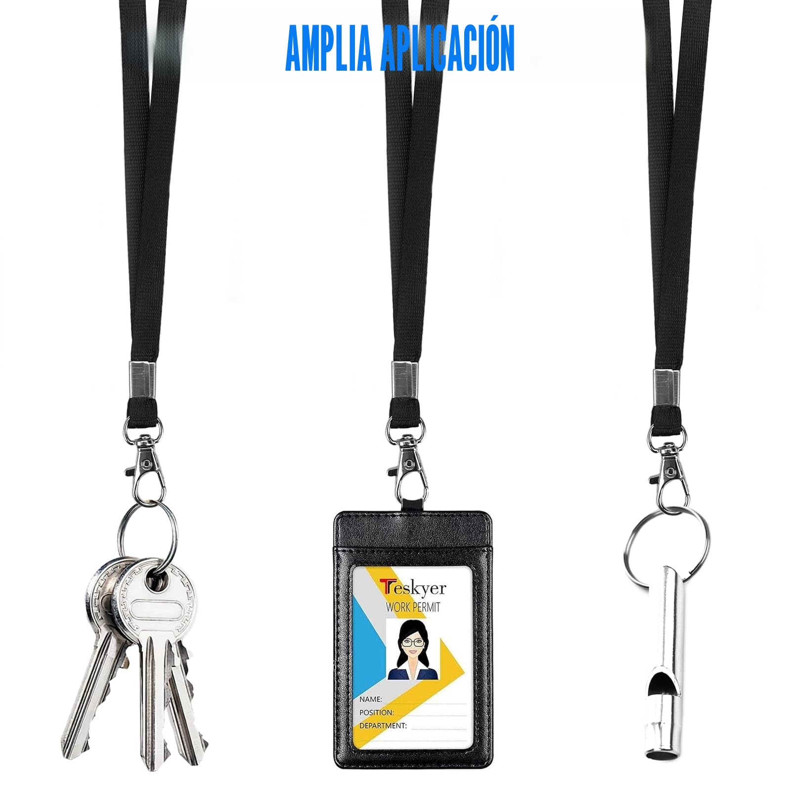 50 Piezas Cuelga Llaves Negro, 45 cm Lanyard Con Clip de Metal, Cordones de Insignia Para Cuello, Cinta Para Identificación, Empleados, Estudiantes