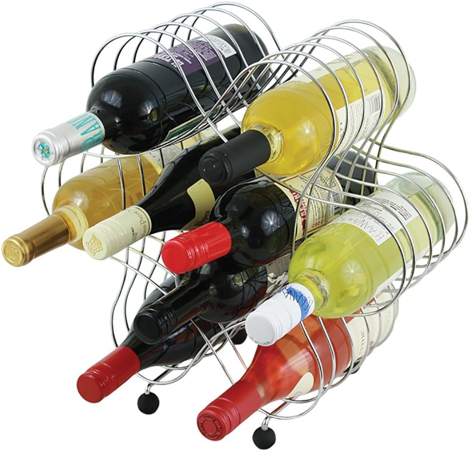 Oenophilia Atomic Metal Wine Rack 9 Bottle, Elegant and