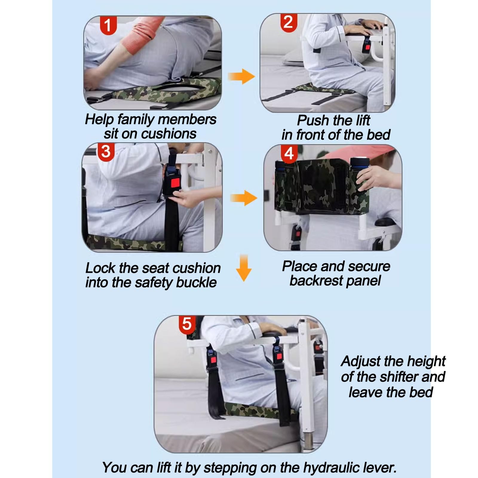 Silla de Traslado for Personas Mayores, Silla de Ruedas for Pacientes Multifunción, Silla de Ruedas Elevadora de Enfermería, Carga Máxima: 150 Kg/330 Libras