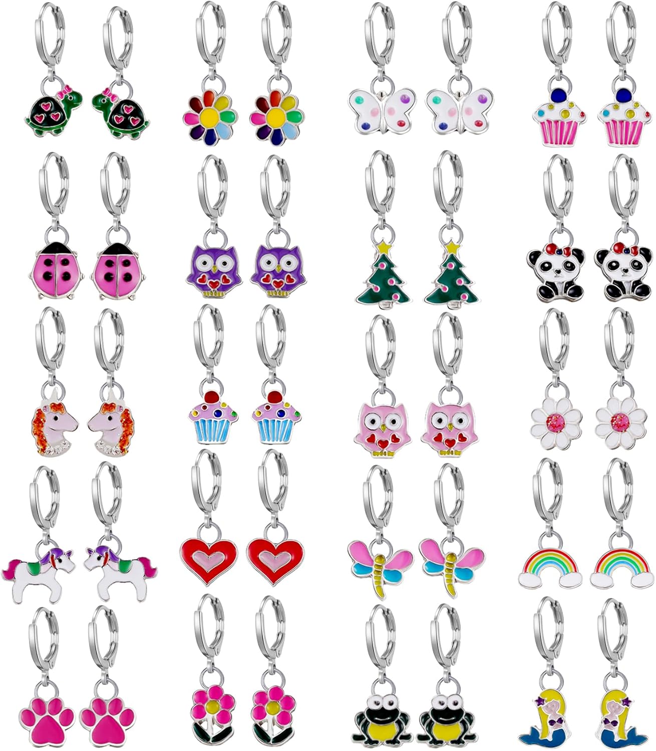 20 Pairs Hypoallergenic Earrings for Girls- Cute Dangle Earrings with Mini Hoop Earrings for Teen Girls