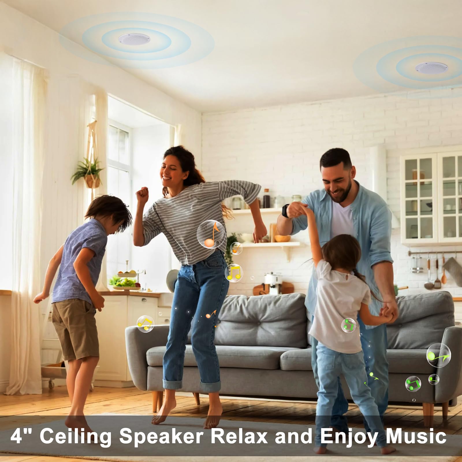 STUDIOFINIX Altoparlanti a Tetto Bluetooth Impermeabili da 10 cm per Bagno, Cucina, Casa, All'aperto, Camper, Carretto da Golf e Barca con Montaggio Incastonato(Bianco)