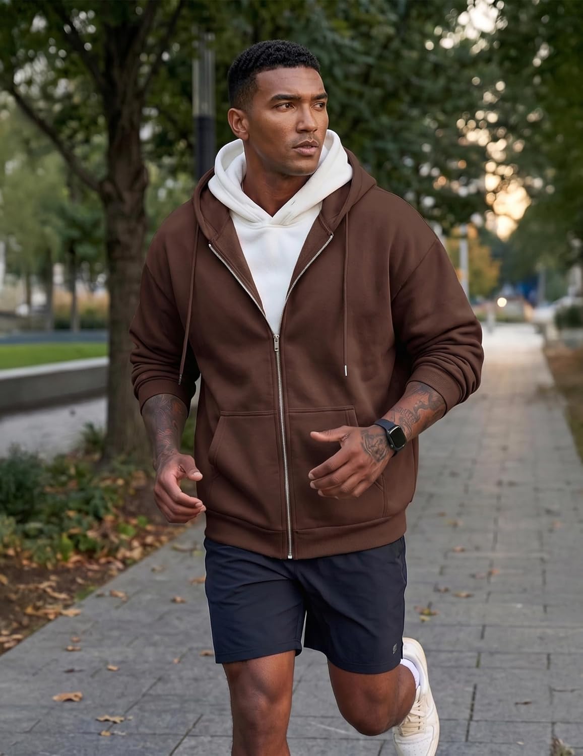 JMIERR Mens Full Zip Casual Cotton Hooded Fleece Drawstring Hoodies Pullover Sweatshirts Casual Long Sleeve Shirts