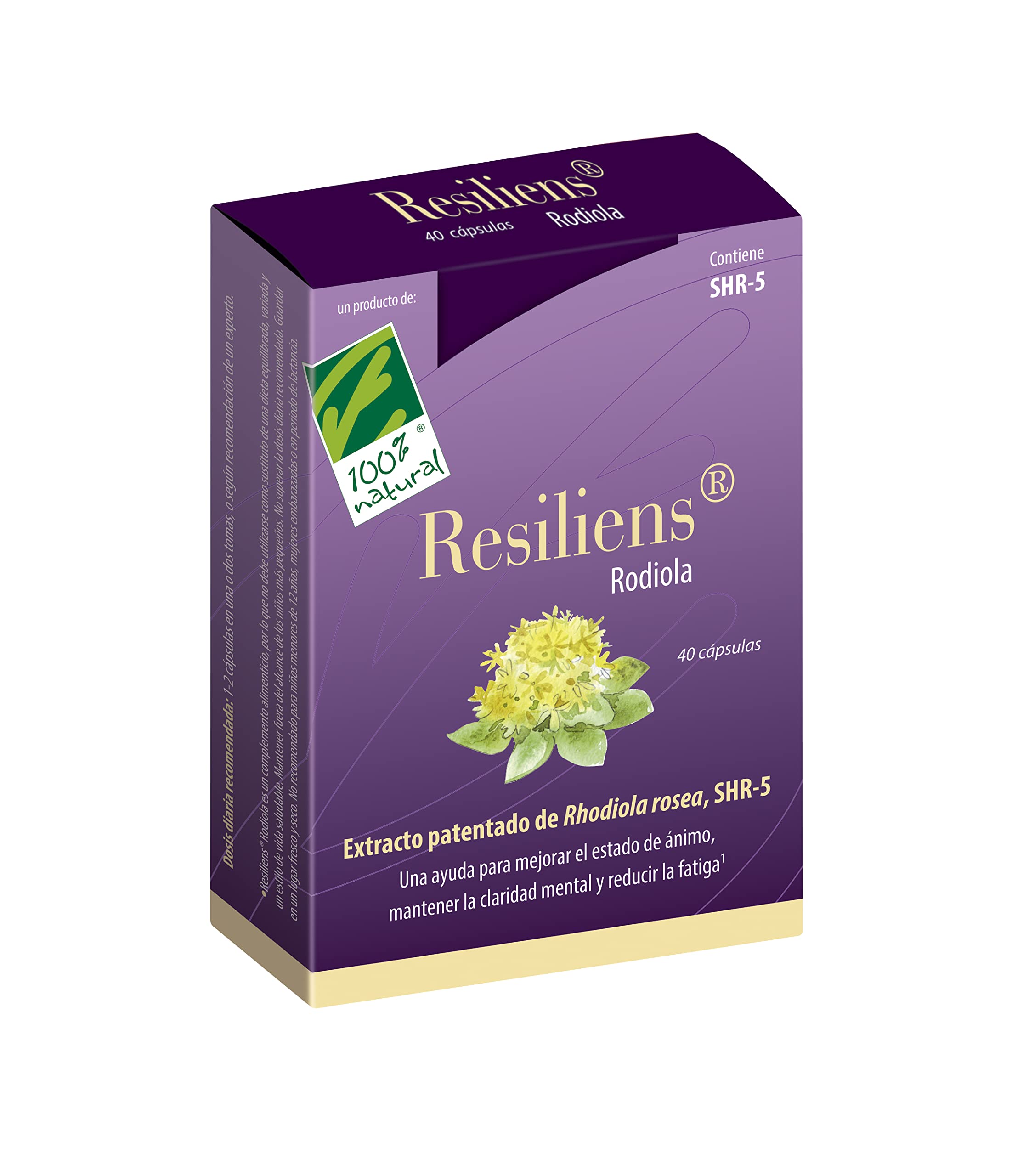 CIENPORCIENNATU RESILIENS RODIOLA 40cap. – complément complet proposé en gélules pratiques, boîte de 40 gélules, à prendre régulièrement selon la dose conseillée et est conçu pour offrir un grand conf
