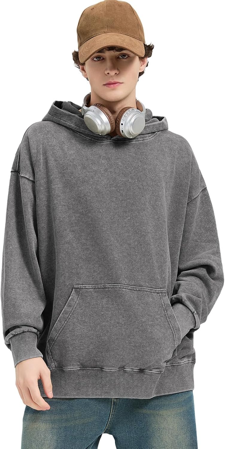 Oversized Hoodies for Men Womens Pullover Sweatshirts Acid Wash Vintage Loose Fit Unisex Cotton Outfits - Image 3