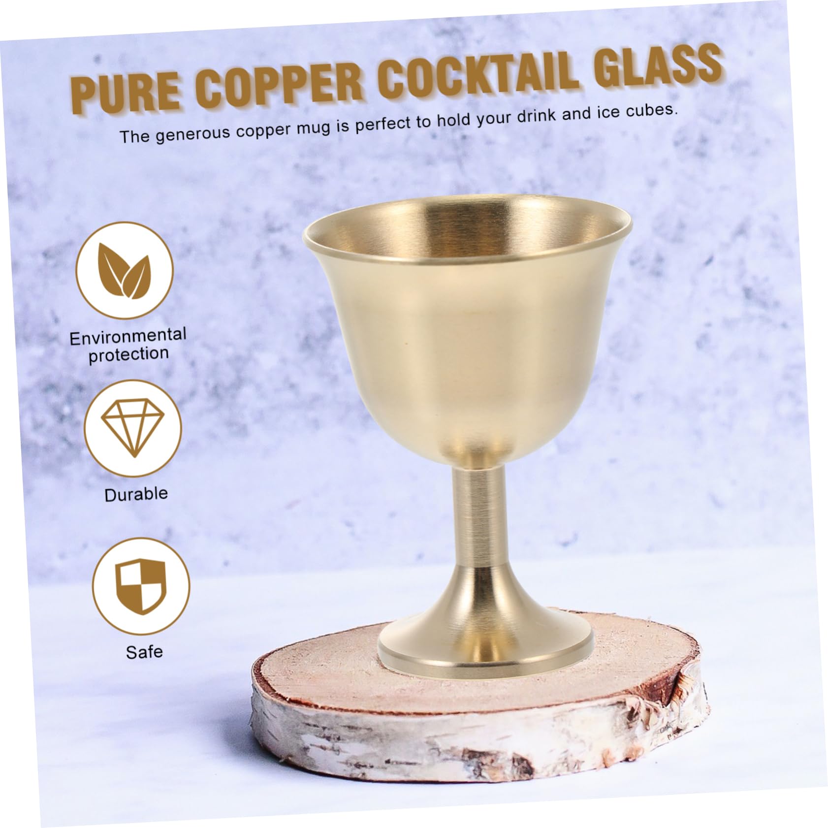 SOLUSTRE 3sets 2pcs Copper Cocktail Goblet Grade Copper Cups Wine Glasses for Home Bar and Party Use Classic Design for Chilled Drinks 2pcs*3