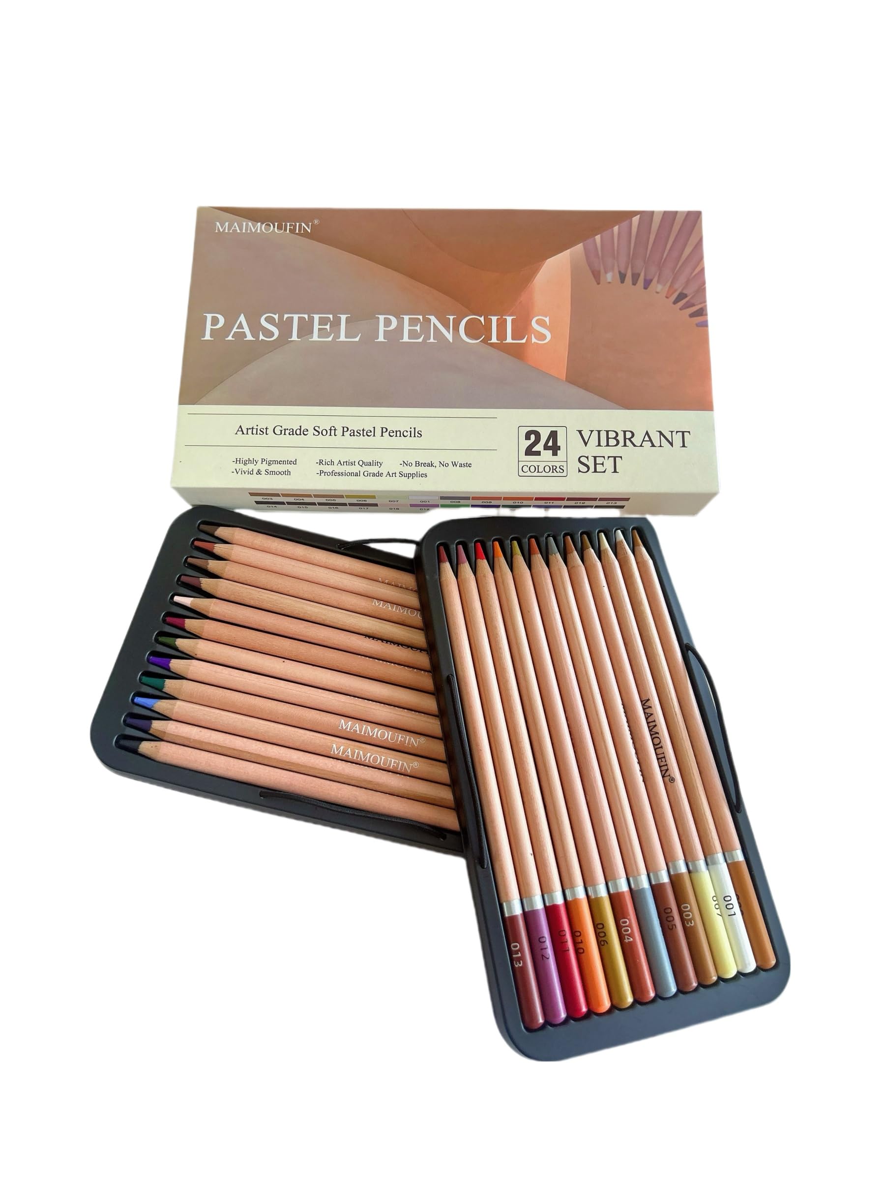 MAIMOUFIN Soft Pastel Pencils 24 Colors Vibrant Drawing Pencil Set Professional Grade Pastels Art Supplies for Drawing Sketching Coloring (Not