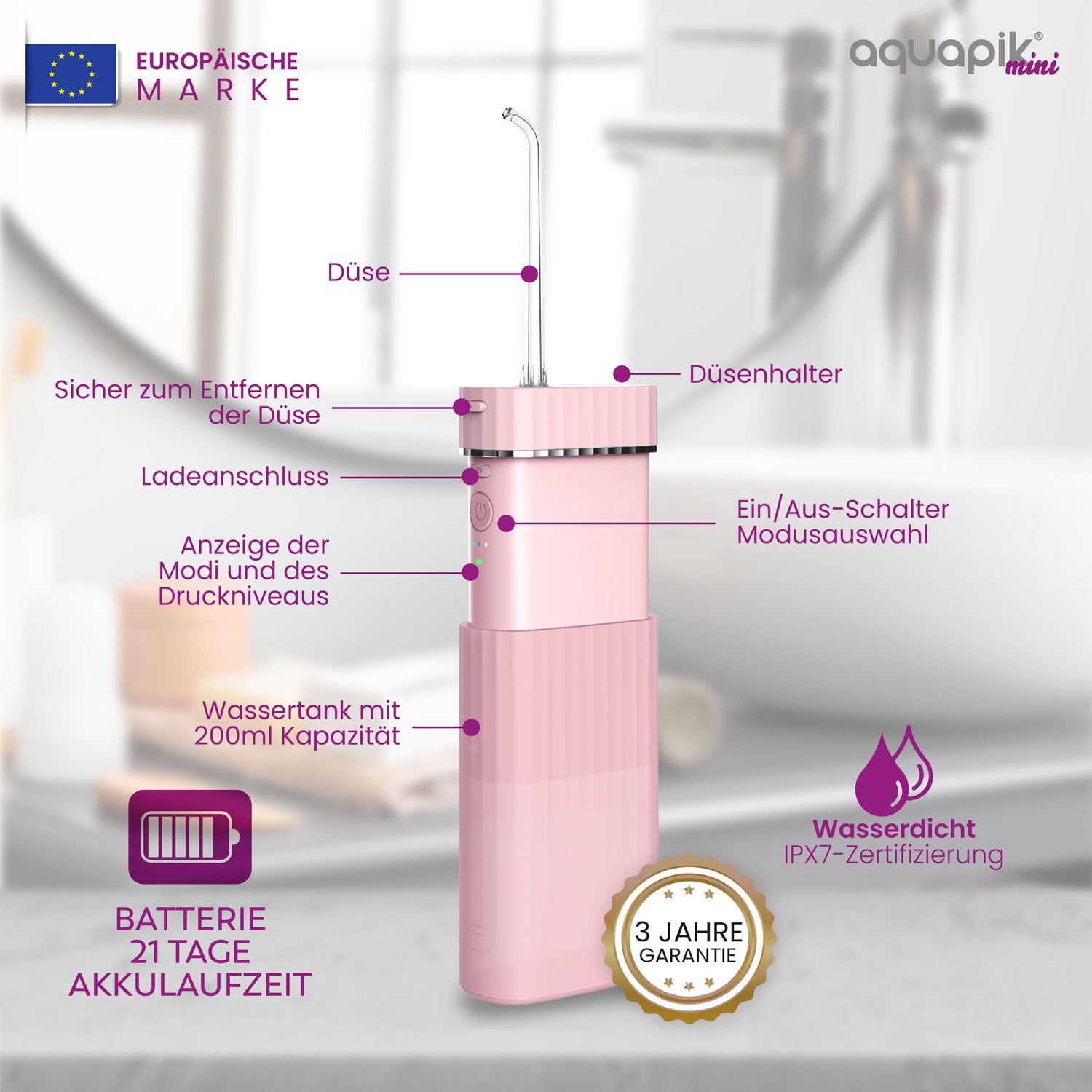 Intelligenter Kauf: Aquapik® One Munddusche + Aquapik® Mini in einem Pack | Sparen und pflegen Sie Ihre Mundgesundheit zu Hause und auf Reisen | deckt verschiedene Mundbedürfnisse ab | Premium-Pflege