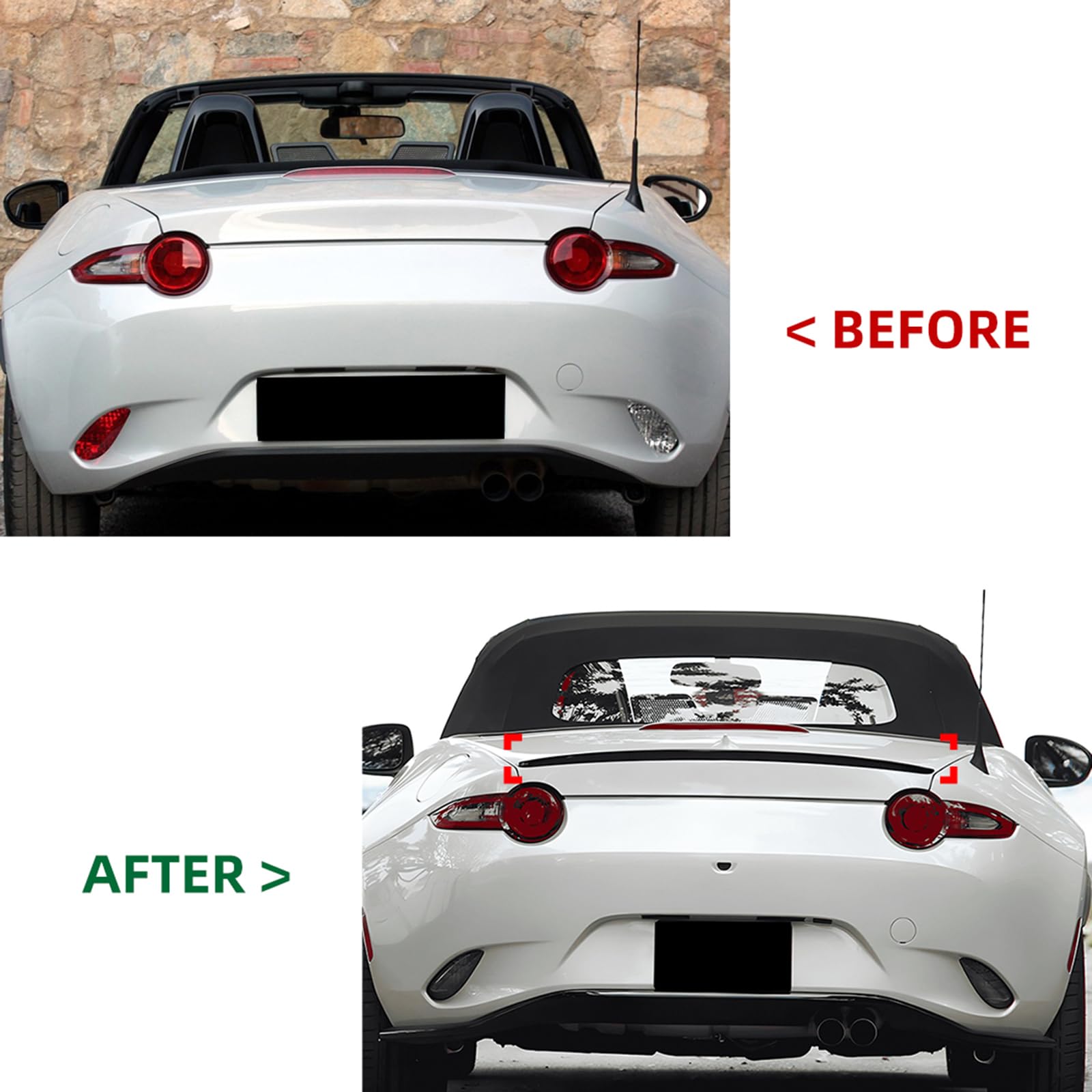 Alerón Trasero para Maletero para Mazda MX-5 Miata ND 2016-2025 Aspecto de Fibra de Carbono Negro Brillante