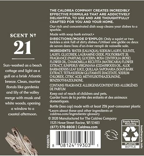 Vista 16 de Caldrea Jabón para platos, líquido biodegradable para lavar platos hecho con corteza de jabón y aloe vera, aroma a pomelo de jengibre, 16 onzas