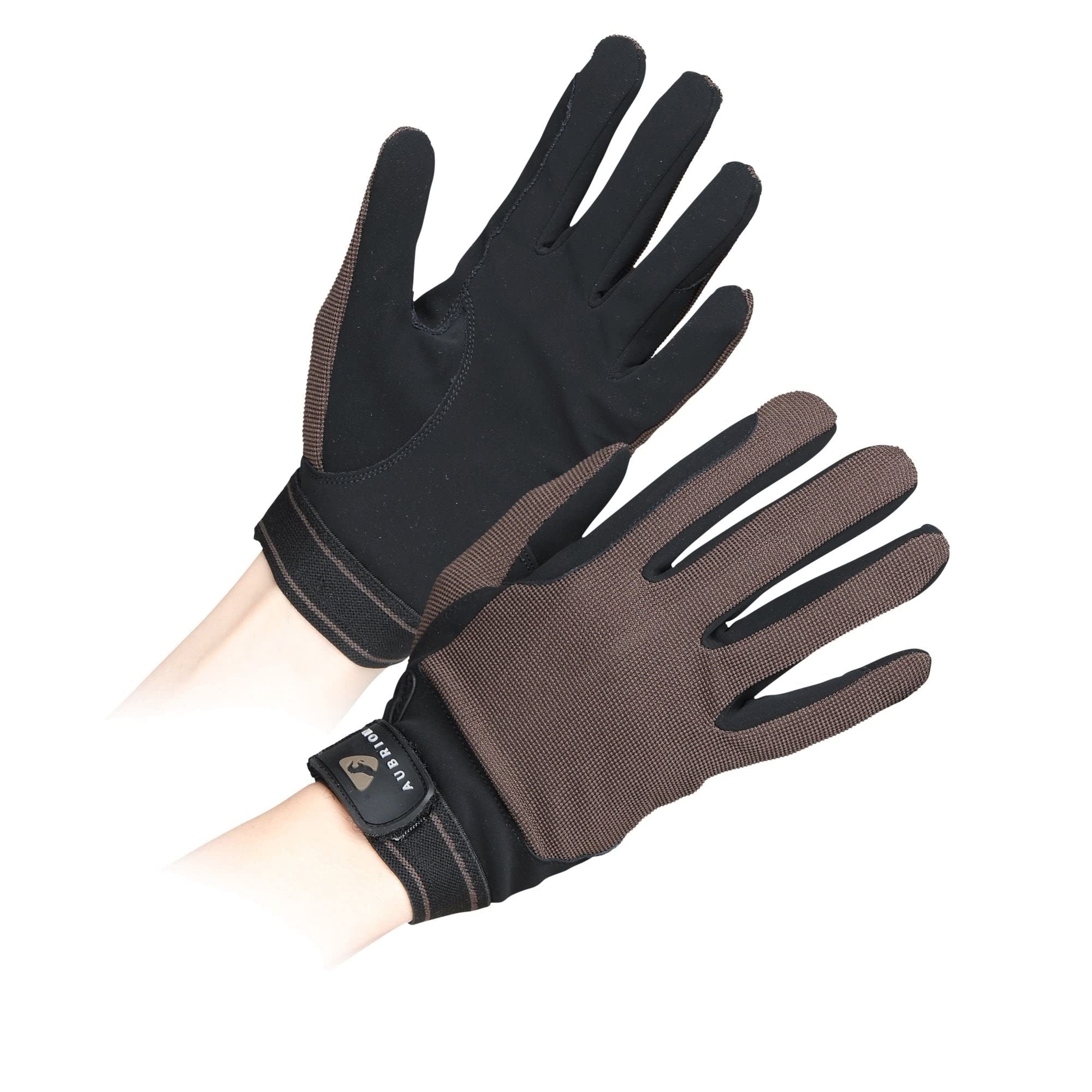 Aubrion Shires Mesh Childrens Riding Gloves - Brown Medium